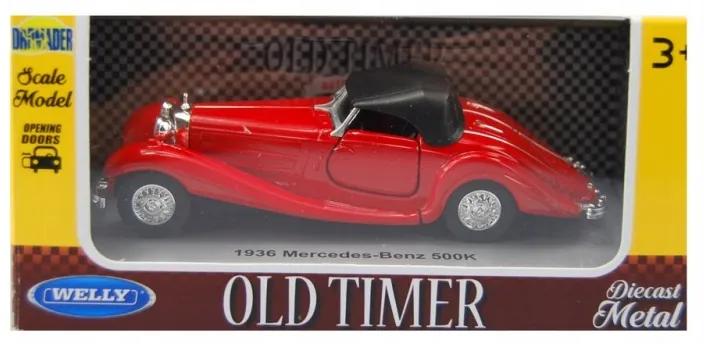 008751 Kovový model auta - Old Timer 1:34 - 1936 Mercedes-Benz 500K (Close Top) Červená