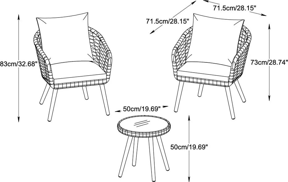 Svetlosivá záhradná lounge súprava Bistro – Unique Furniture