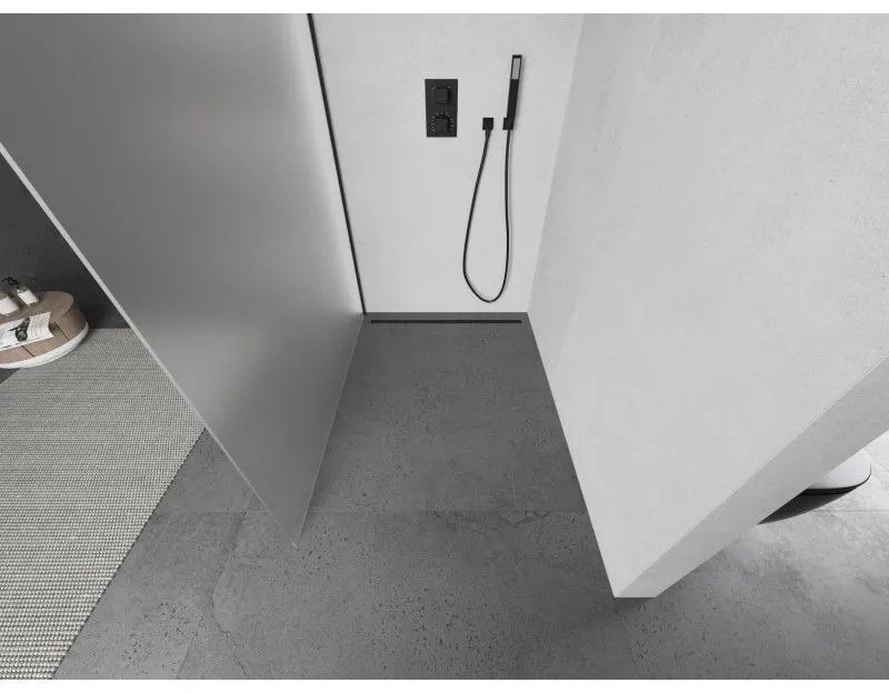 Mexen Kioto, sprchová zástena Walk-In 130 x 200 cm, 8mm sklo námraza, čierny profil, 800-130-101-70-30