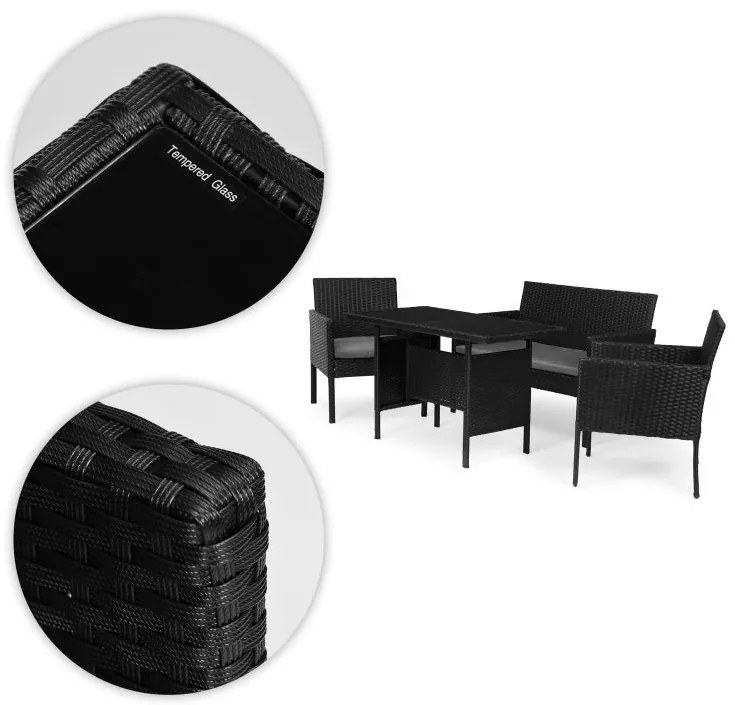 ZÁHRADNÝ SET MURIEL ČIERNY POHOVKA + 2 x KRESLO + STÔL