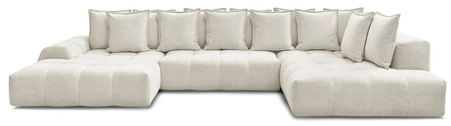 Biela ženilková rozkladacia/s úložným priestorom rohová pohovka (pravý roh/do tvaru "U") Everest – Bobochic Paris