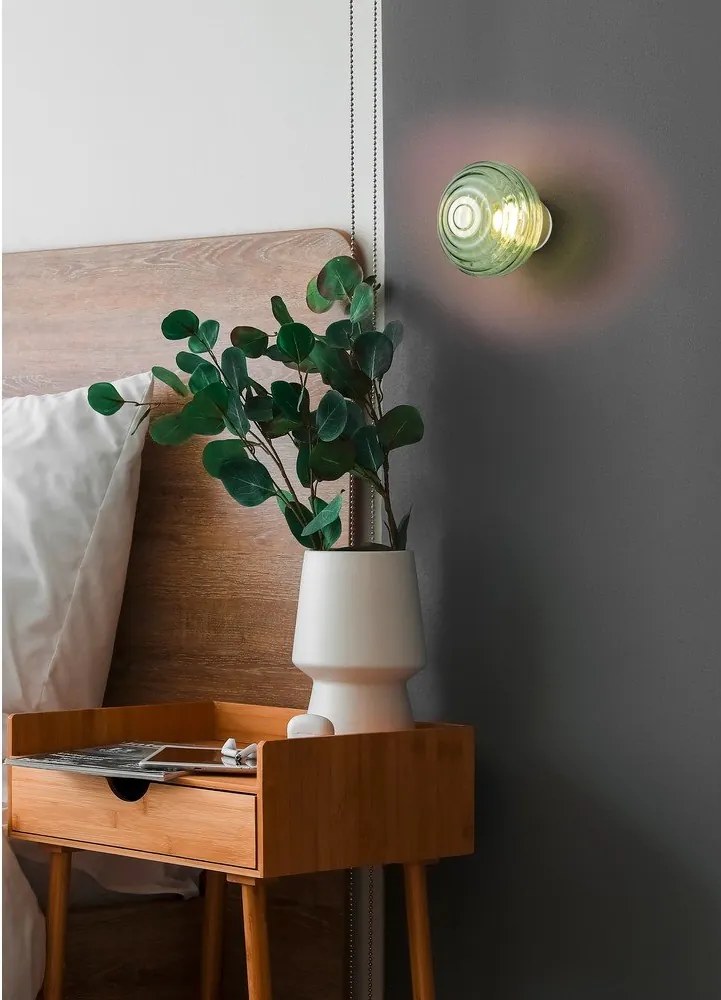 Zelené sklenené LED nástenné svietidlo na USB ø 15,5 cm Earl – Reality