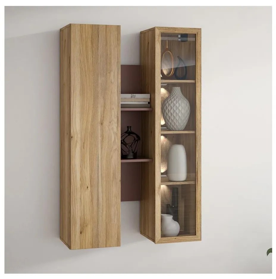 Nástenná polica INAR dub/hnedá