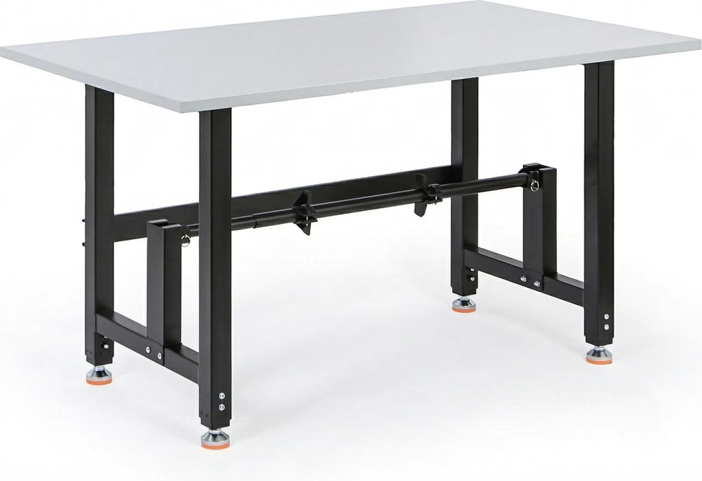 Výškovo nastaviteľný baliaci stôl PROFI, 1400 × 800 × 790–940 mm s držiakom role