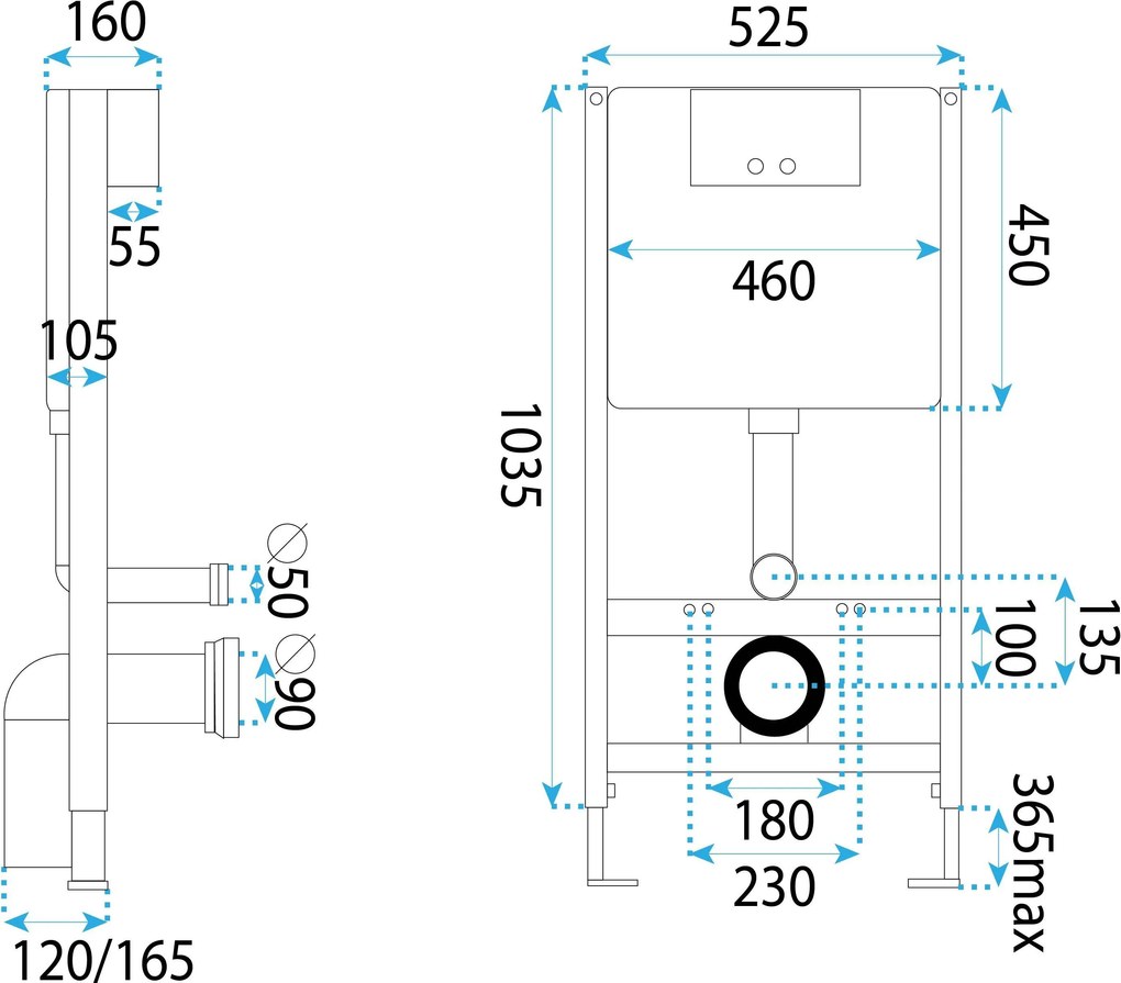 Rea Rea, Podomietkový WC systém K011A-Q + tlačidlo typ-T medená matná, KPL-E0053