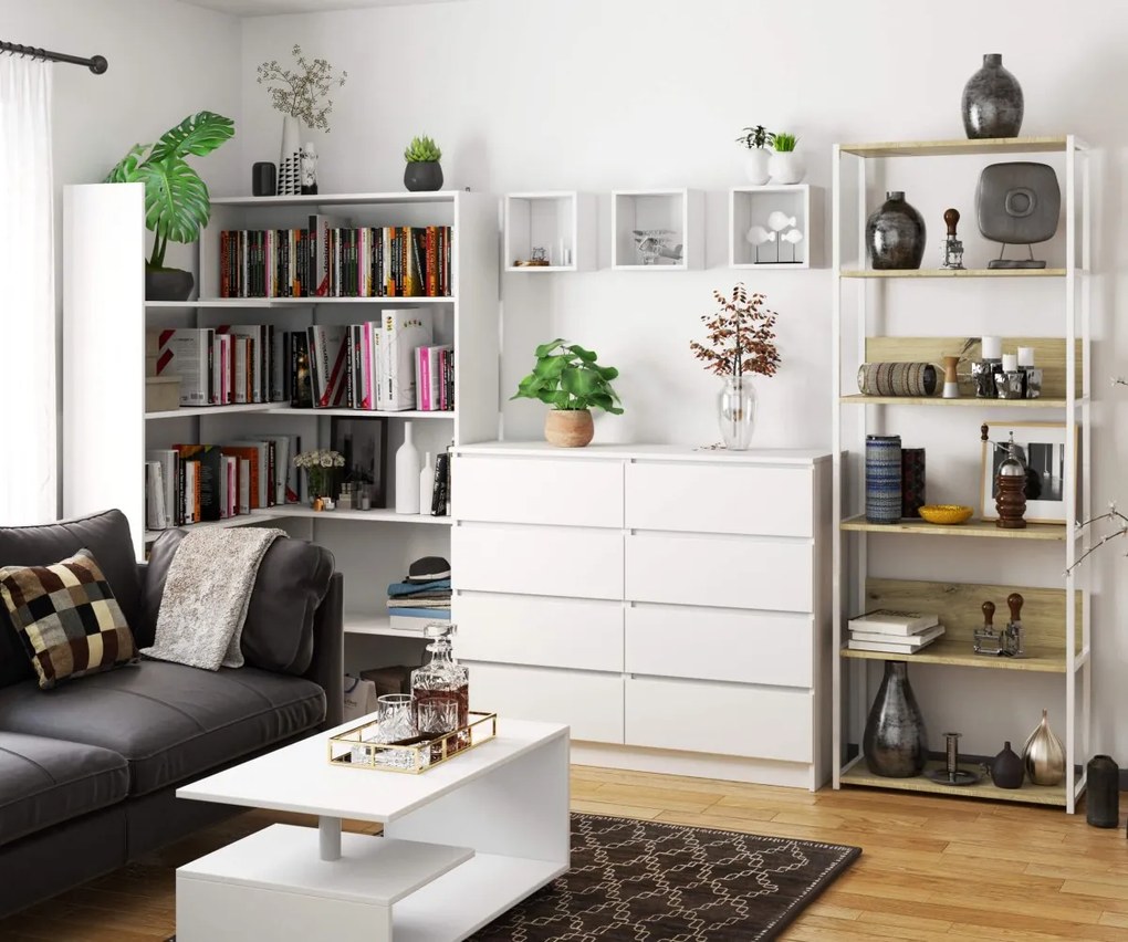 Regál LOFT 70 cm biely/dub remeselný