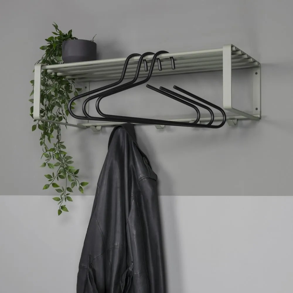 Sivozelený kovový nástenný vešiak s poličkou 70 cm Rex – Spinder Design