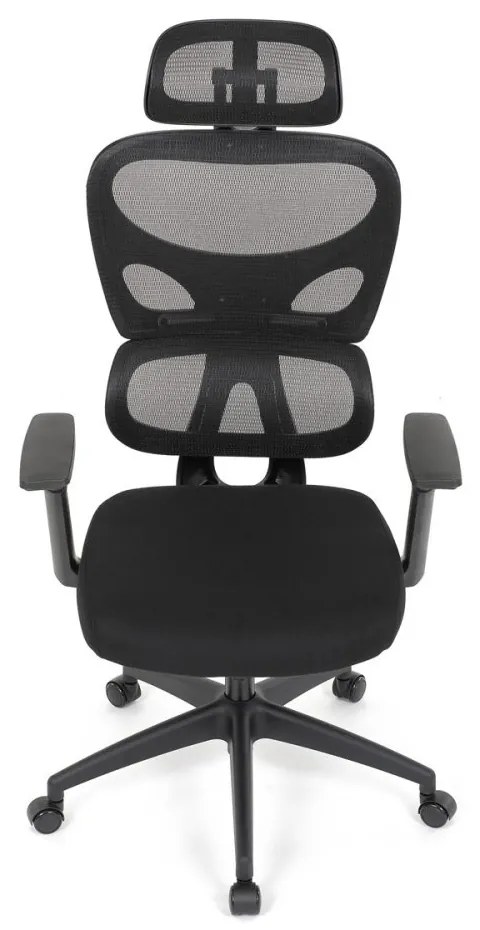Kancelárska ergonomická stolička GRANT - sieť, látka, čierna