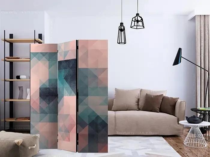 Paraván - Pixels (Green and Pink) [Room Dividers] Veľkosť: 135x172, Verzia: Obojstranný