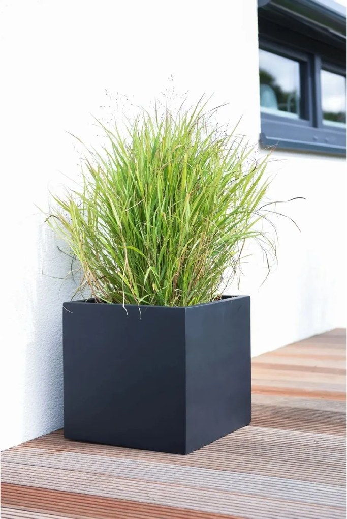 Kvetináč BLOCK, sklolaminát, 50x50x50 cm, antracit