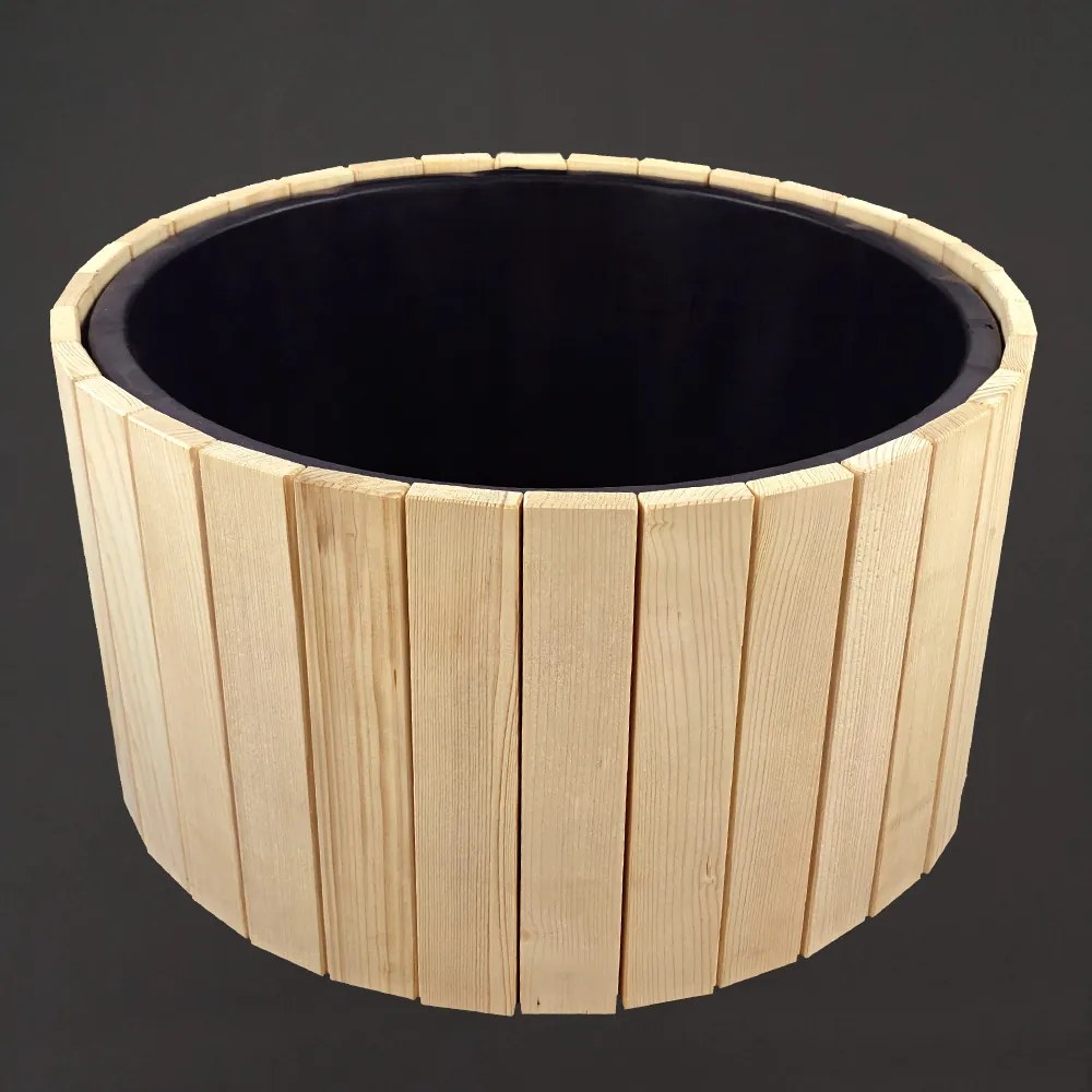 AMADEA Drevený dizajnový obal s plastovou nádobou vo vnútri, 64x64x35 cm