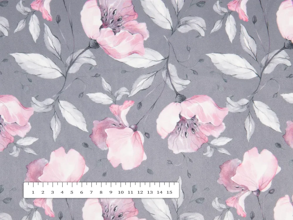 Biante Zamatový obdĺžnikový obrus Tamara TMR-013 Ružové kvety na sivom 80x120 cm