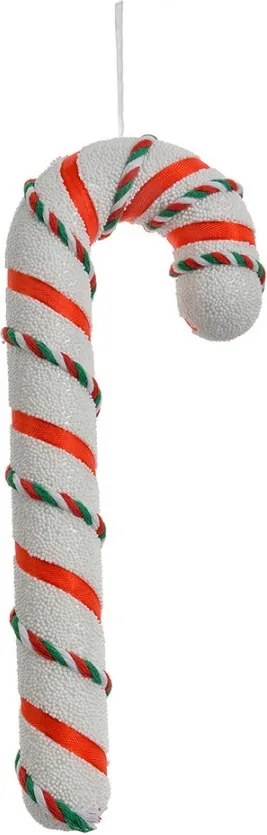 Červeno-biela vianočná ozdoba cukrová palička so stuhou - 10*3*26 cm
