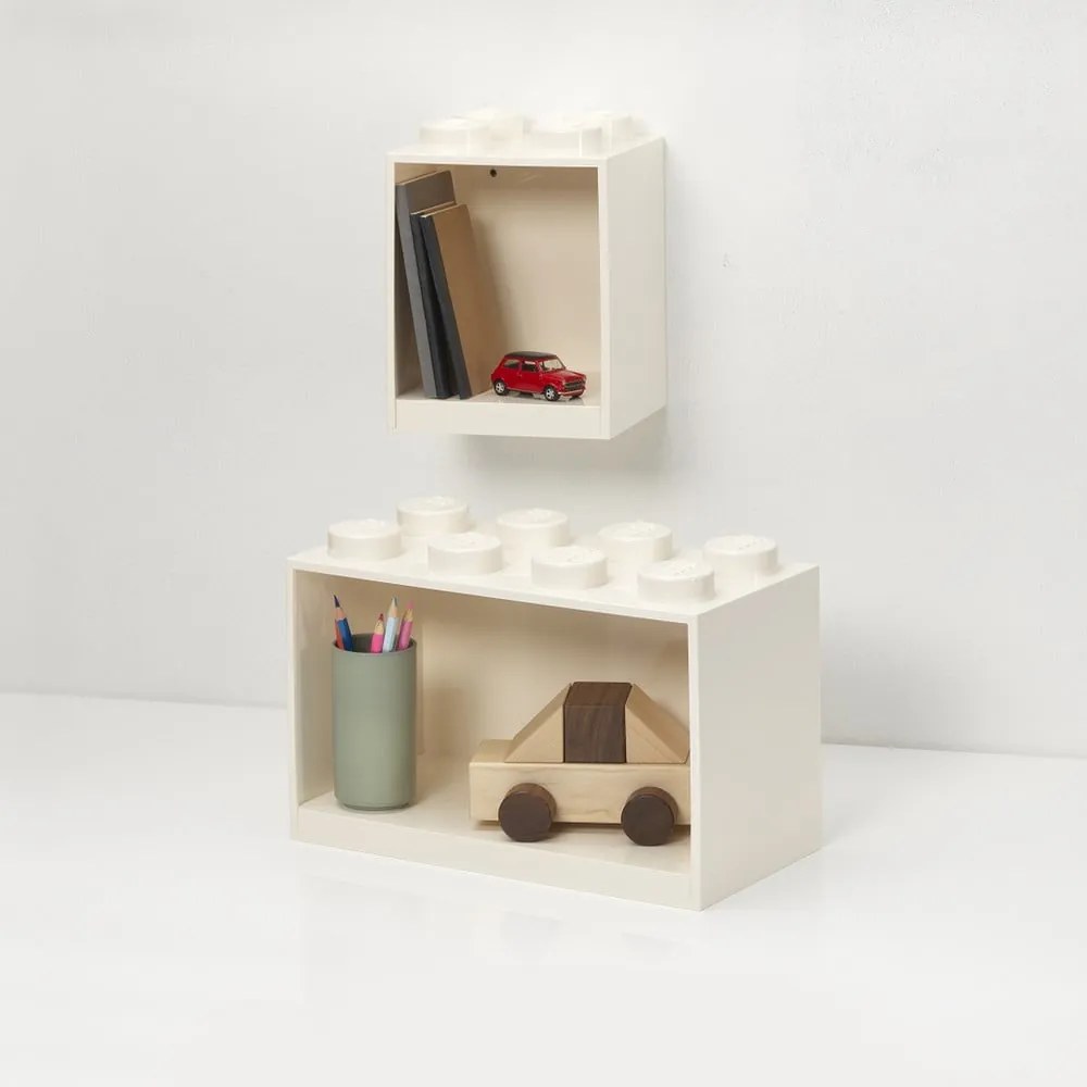 Súprava 2 detských bielych nástenných políc LEGO® Brick