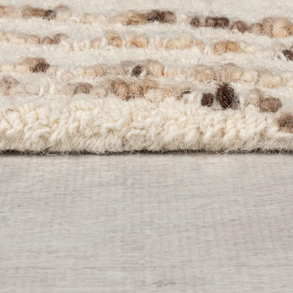 Hnedo-krémový vlnený koberec 200x290 cm Abstract Swirl – Flair Rugs