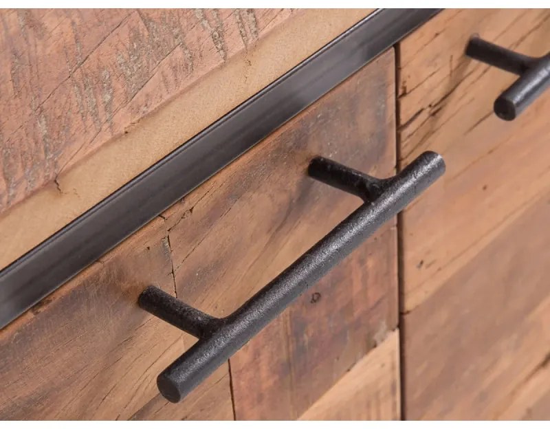 furniture-nabytek.cz - Masívny TV stolík Bristol z recyklovaného dreva, hnedý – 180×38×52 cm