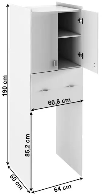 Hlboká skrinka nad práčku NATALI TYP 9, biela