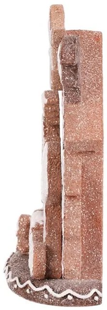 Vianočná dekorácia perníkový Betlehem, polyresin, LED, hnedá