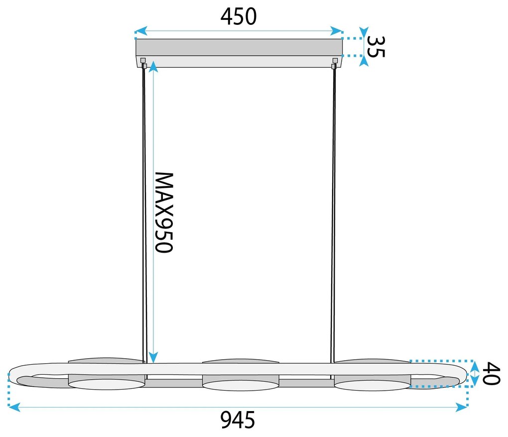 Toolight Toolight, stropné svietidlo 95cm, 200W, 5000lm, G135-CP, zlatá, OSW-02611