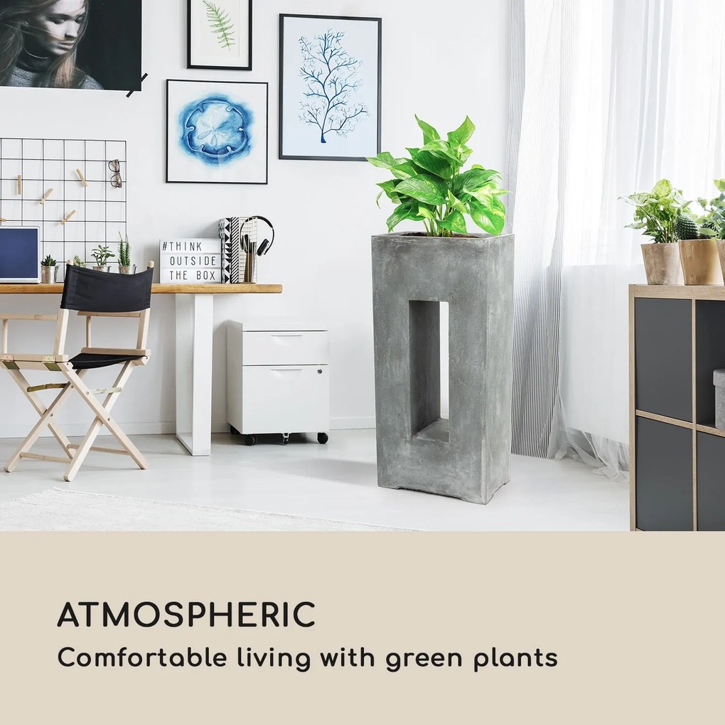 Blumfeldt Airflor, kvetináč, 45 x 100 x 27 cm, sklolaminát, do interiéru aj exteriéru, svetlosivý