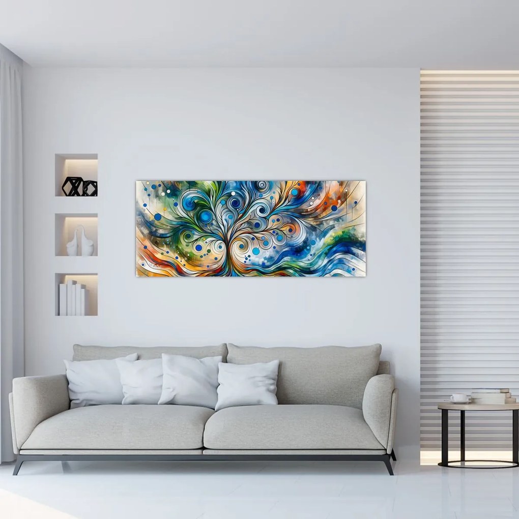Obraz – Farebný energetický strom (120x50 cm)
