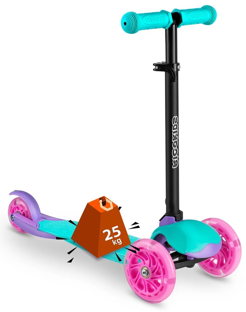 Kolobežka Ricokids Loco - tyrkysovo ružová