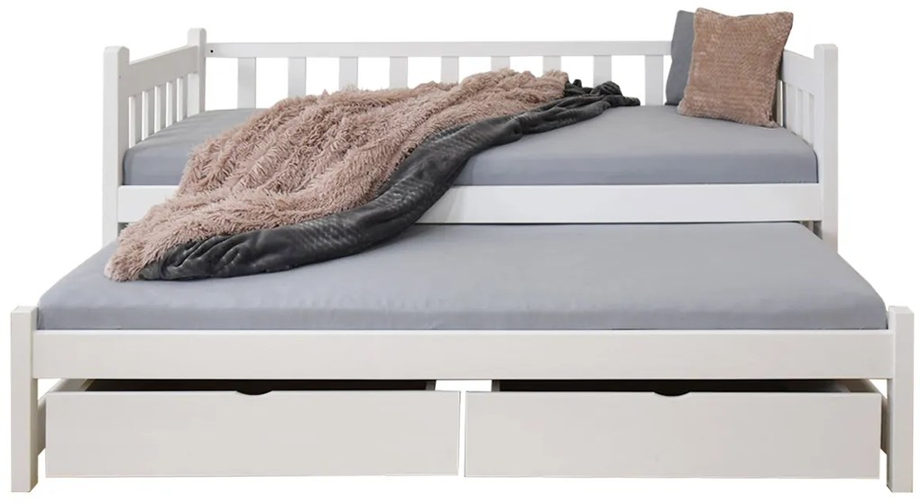 Wilsondo Posteľ Veronika 2 - 200x90 + prístelka - biela