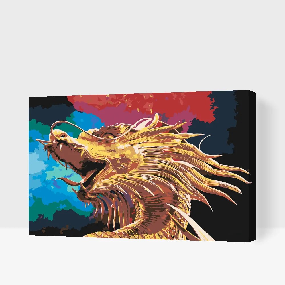 Gario Maľovanie podľa čísel Zlatý drak Rozmery: 80 x 60 cm, Rámovanie: S vnútorným rámom