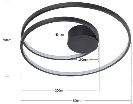 Brilagi- LED stmievateľné stropné svietidlo TWISTER LED/48W/230V pr. 50 cm čierna + diaľkové ovládanie