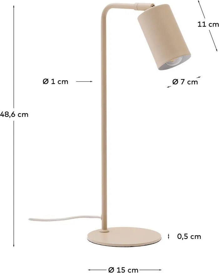 Béžová kovová stolová lampa (výška 49 cm) Manie – Kave Home