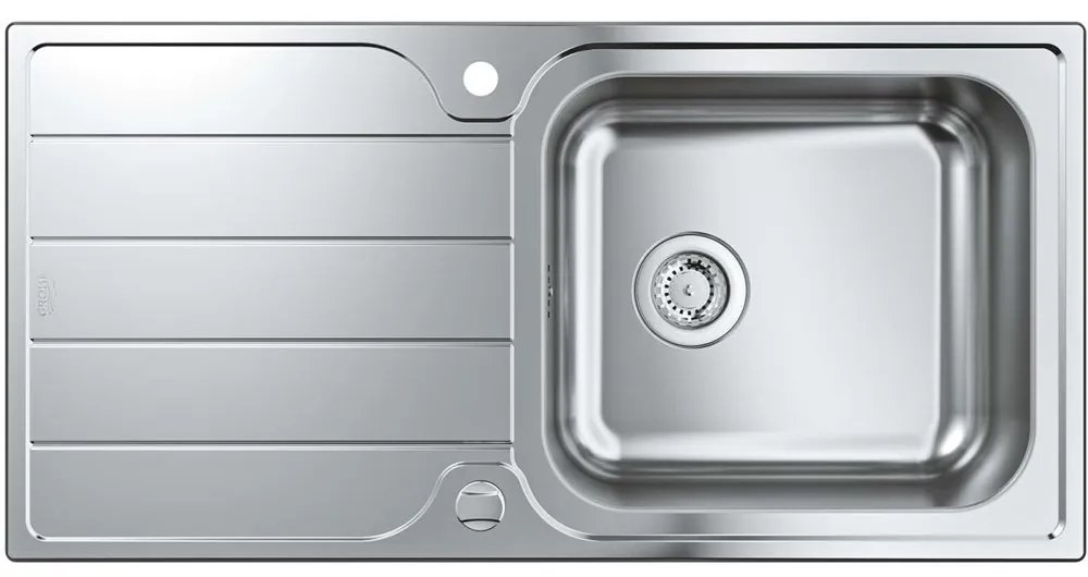 GROHE K500 nerezový drez s odkvapávacou plochou, s excentrom, obojstranný, horná montáž, 1000 x 500 mm, kartáčovaná nerezová oceľ, 31563SD1