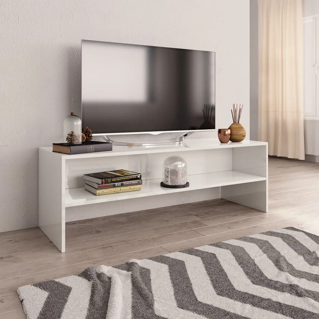vidaXL TV skrinka biela 120x40x40 cm drevotrieska lesklá