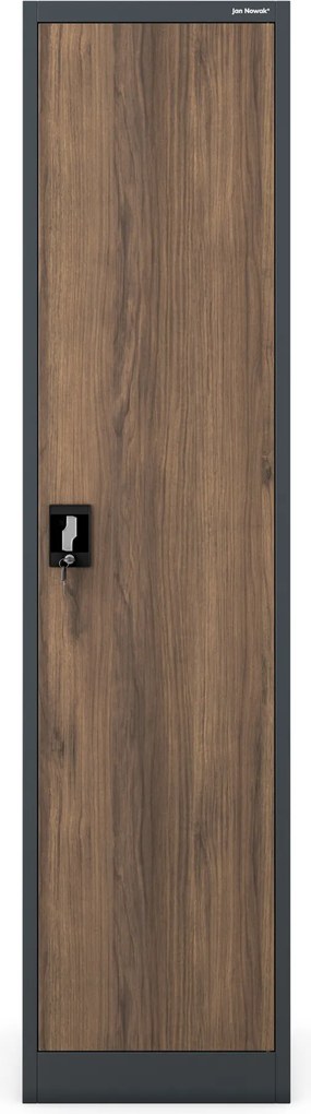 Kovová kancelárska skriňa na dokumenty, antracitová/orechová, 450x1850x400 mm: ALEX Eco Design