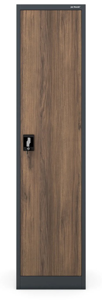 Kovová spisová skriňa ALEX, 450 x 1850 x 400 mm, Eco Design: antracitová/ orech