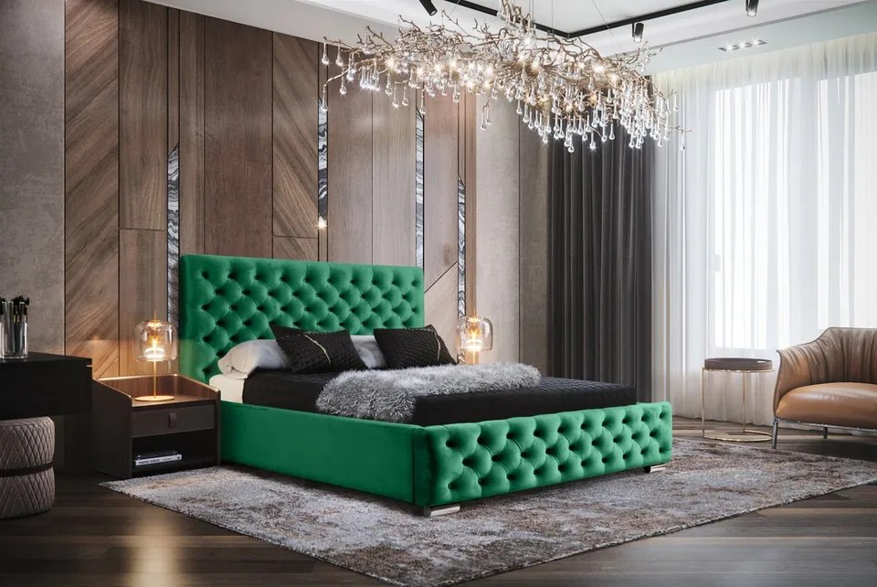 MANŽELSKÁ ČALÚNENÁ POSTEĽ BARON 160x200 S ROŠTOM CHESTERFIELD