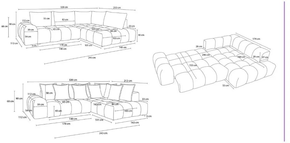 Tmavosivá ženilková rozkladacia/s úložným priestorom rohová pohovka (pravý roh/do L) Everest – Bobochic Paris