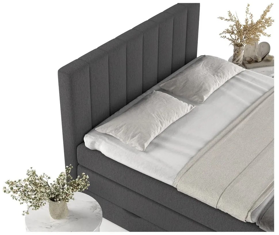Sivá boxspring posteľ s úložným priestorom 140x200 cm Ruby – Maison de Rêve