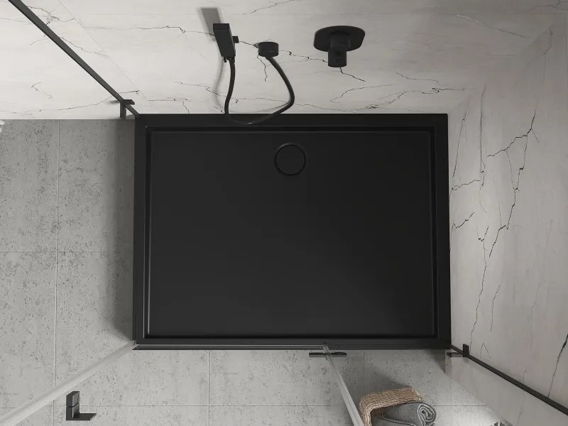 Mexen Flow+, obdĺžniková sprchová vanička 100 x 70 cm, čierna matná, 46R707010H