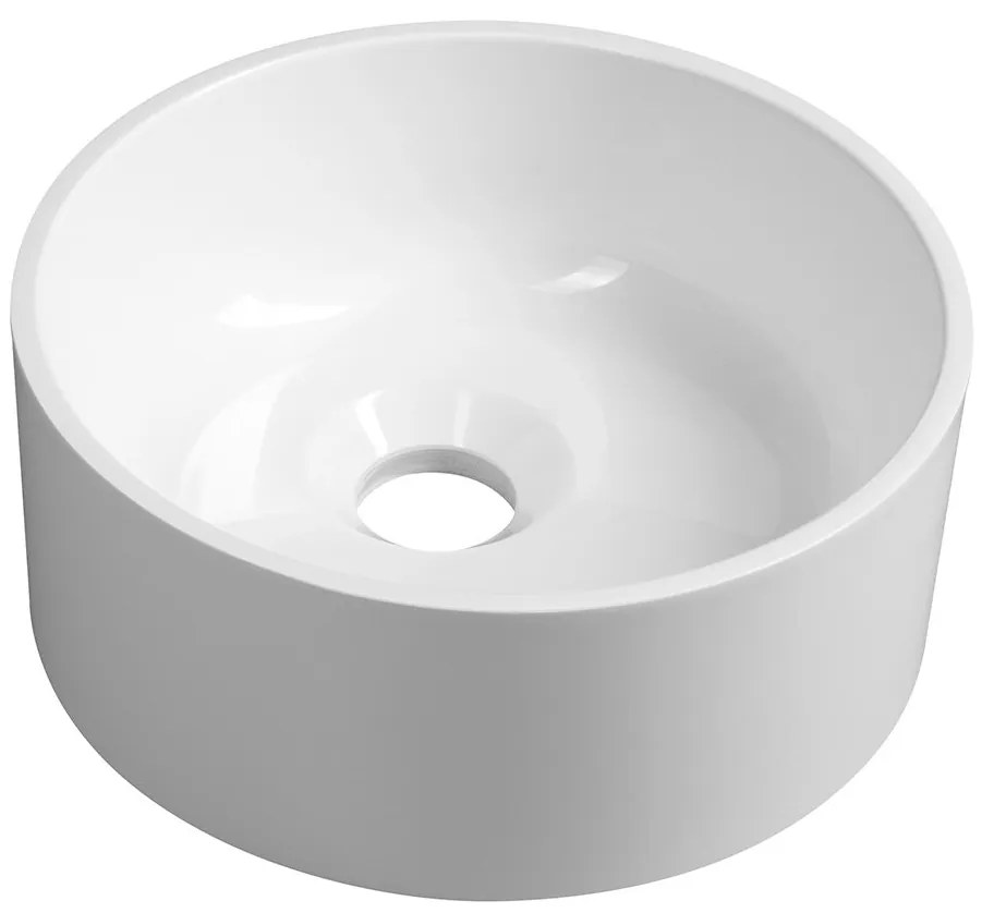 Sapho Sapho, SANNA guľaté umývadlo na dosku pr.25cm, liaty mramor, biela, SA250