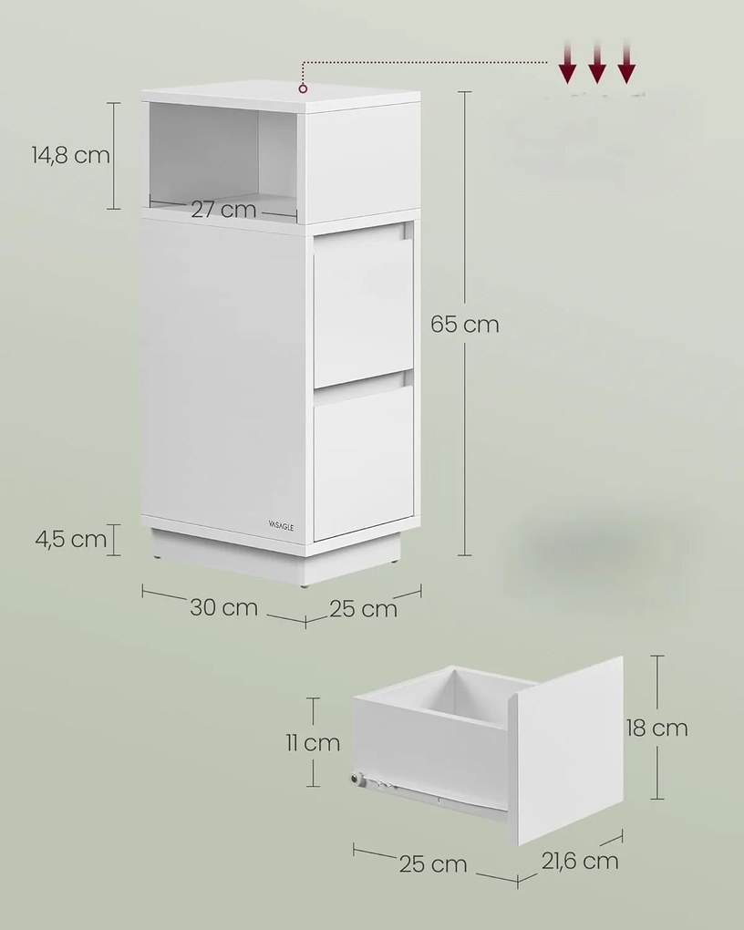 Sada 2 nočních stolků Vasagle Vernon bílá