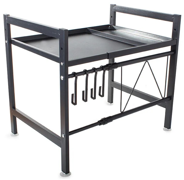 eCarla Stojan na mikrovlnku, polička s nastaviteľnou šírkou 37-65cm, čierny kov