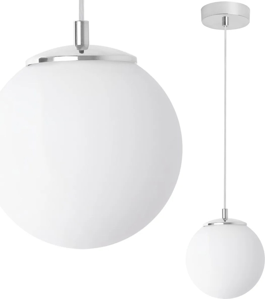 Závesné svietidlo Florence, 1x biele sklenené tienidlo, ch