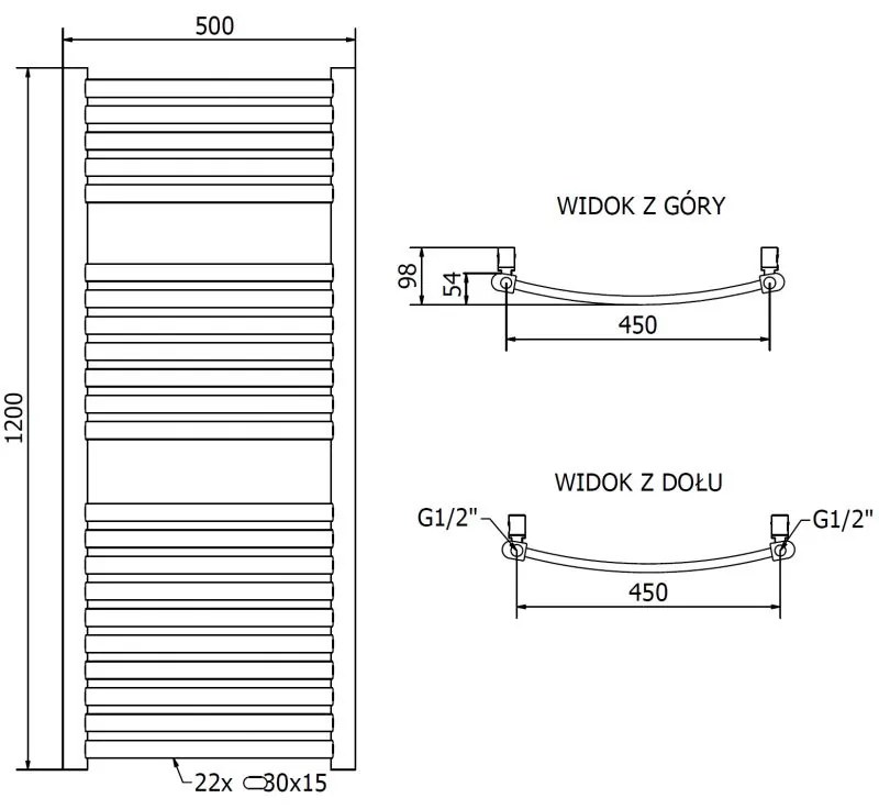 Mexen Helios, vykurovacie teleso 1200 x 500 mm, 448 W, zlatá, W103-1200-500-00-50