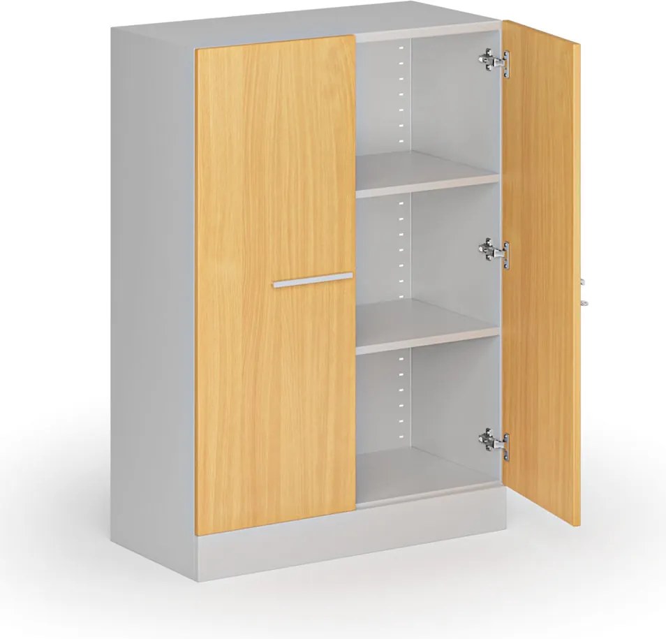 Kovová spisová skriňa s drevenými dverami, demontovaná, 1150 x 800 x 400 mm, buk