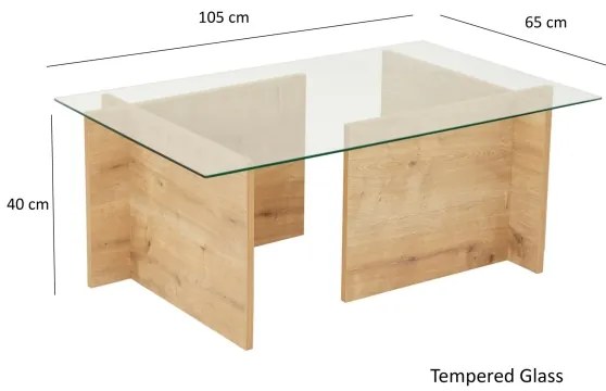 Konferenčný stolík ESCAPE 40x105 cm hnedá/číra