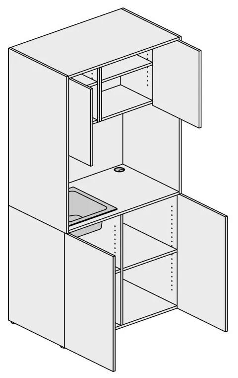 PLAN Kuchynka NIKA s drezom a batériou 1000 x 600 x 2000 mm, biela, ľavá