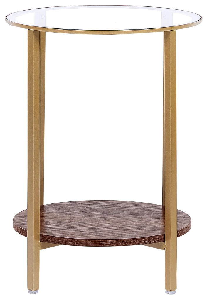Odkladací stolík so sklenenou doskou zlatá/tmavé drevo LIBBY Beliani