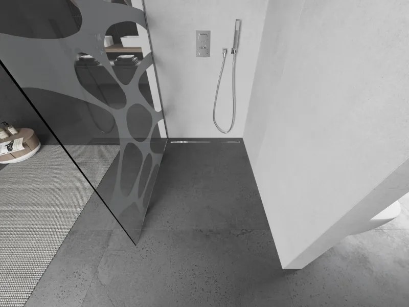Mexen Kioto L, sprchová zástena Walk-In 100 x 200 cm, 8mm číre sklo biely vzor, chrómový profil, 800-100-103-01-97