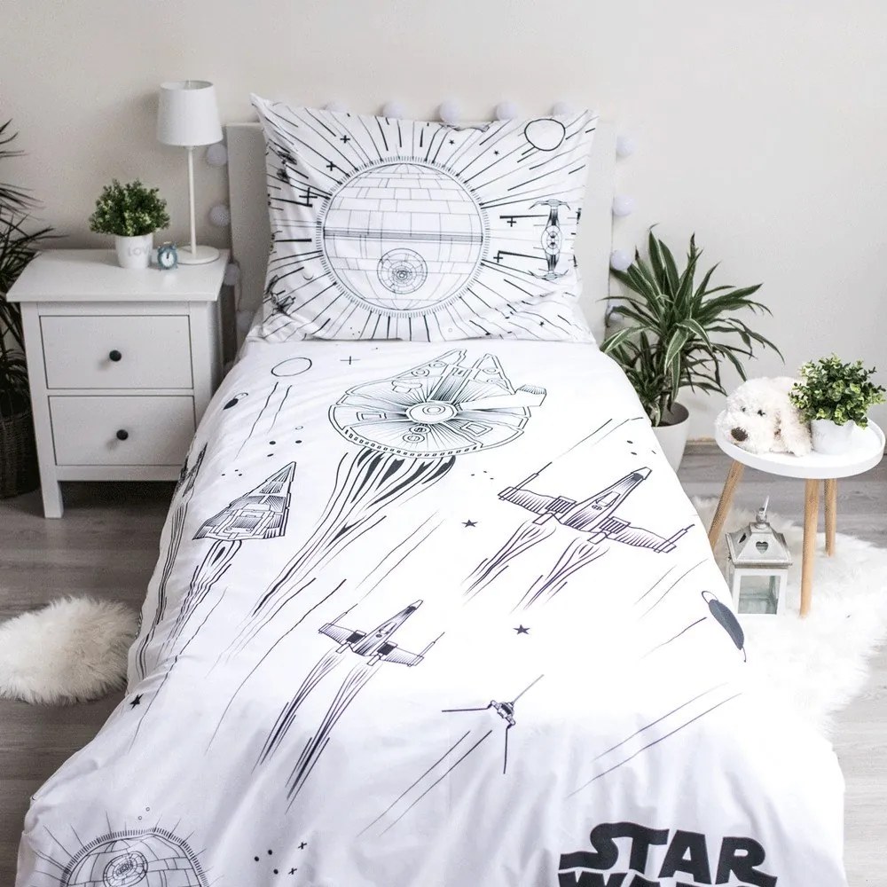 Bavlnené detské obliečky so svietiacim efektom na jednolôžko 140x200 cm Star Wars – Jerry Fabrics