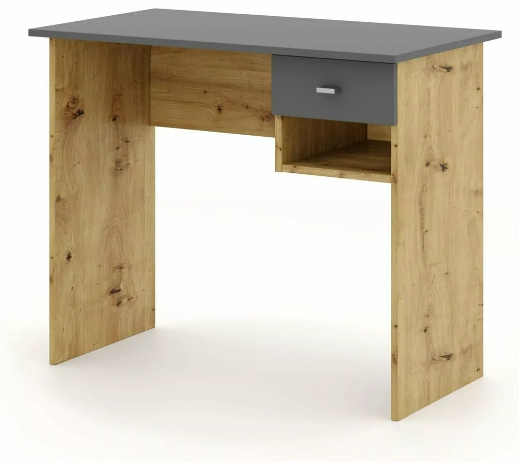 AKCIA Písací stôl v dekore dub artisan s antracitovou doskou B-011 II. akosť